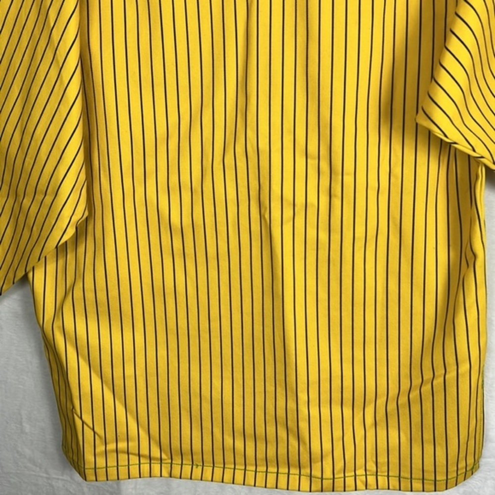 Cross Colours Yellow Black Pinstripe Twill Hooded Denim Poncho Baja Jacket - Picture 16 of 17
